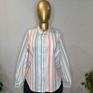 Vintage Preppy Striped Too Multicoloured button-up shirt Large Petite #striped